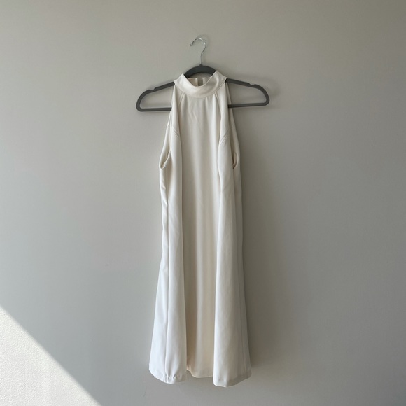 White Mock-Neck A-Line Mini Dress - Picture 6 of 14